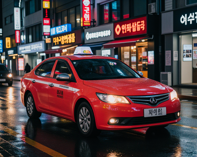 Seoul Taxi Night Scene