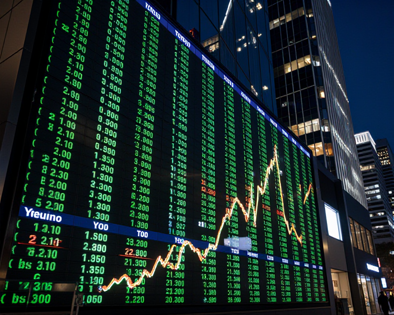 Rising Stock Market Graph in Seoul