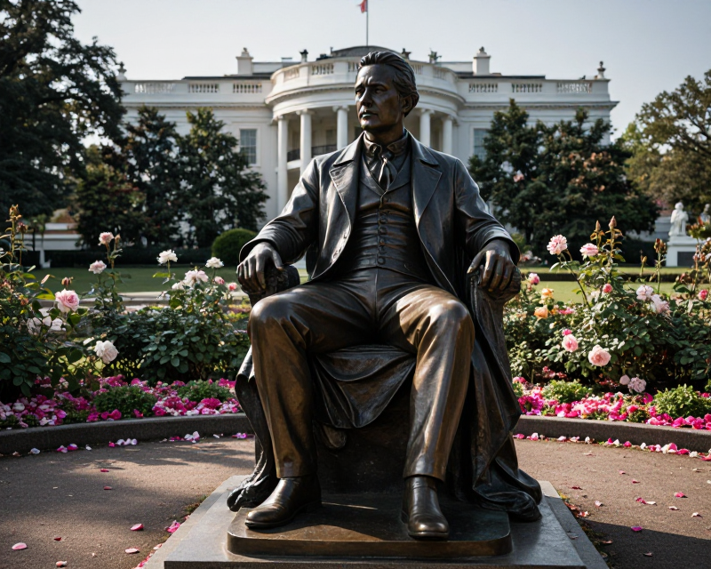 Bronze Statue in Rose Garden
