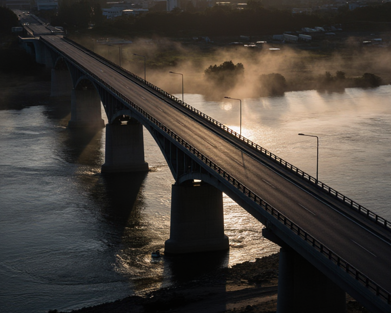 Symbolic Border Bridge at Twilight