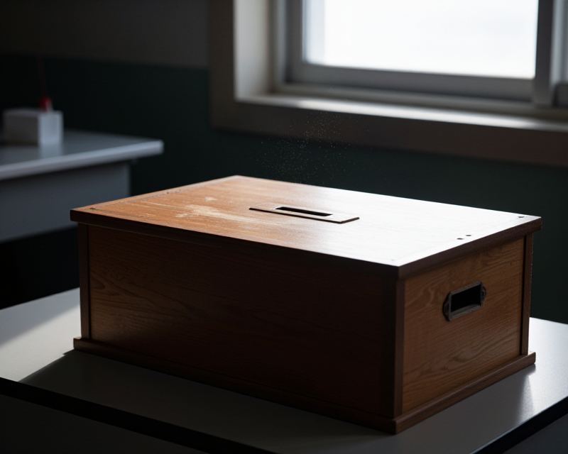Empty Ballot Box in Polling Station